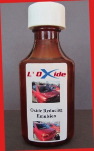 L’Oxide is an emulsion that will react with and remove oxidation on car paints and clear coats.